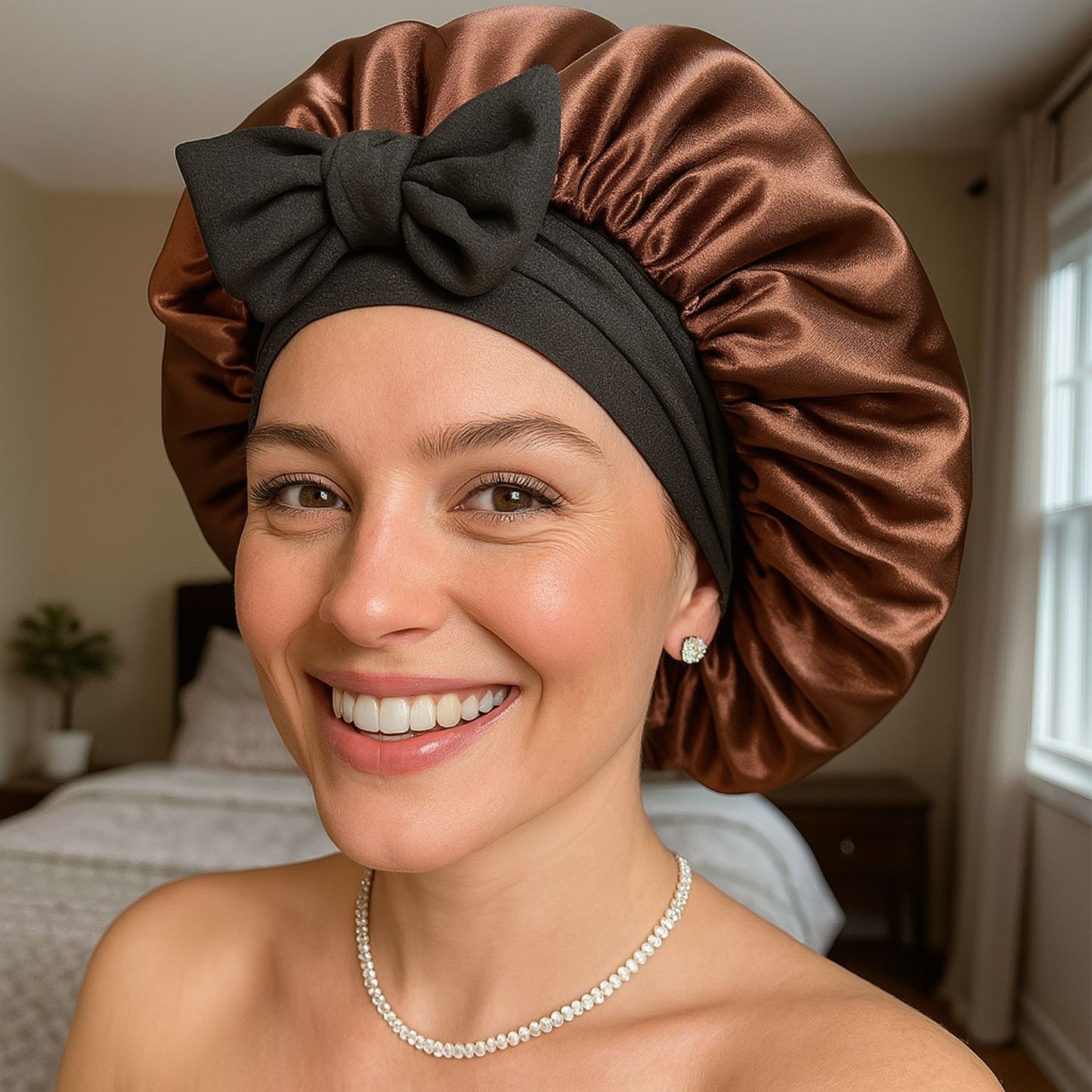 Luxury Double-Layered Bonnet – Silky Night Protection for Hair (Midnight Silk)
