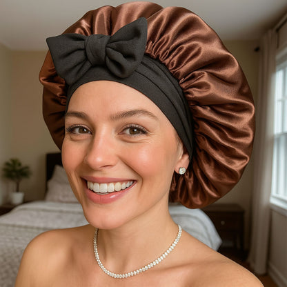 Luxury Double-Layered Bonnet – Silky Night Protection for Hair (Midnight Silk)