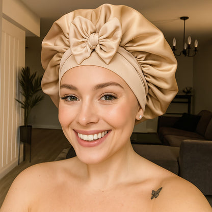 Luxury Double-Layered Bonnet – Silky Night Protection for Hair (Midnight Silk)