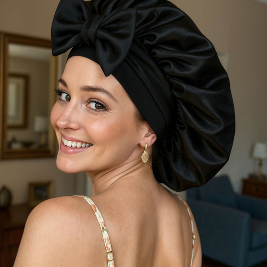 Luxury Double-Layered Bonnet – Silky Night Protection for Hair (Midnight Silk)