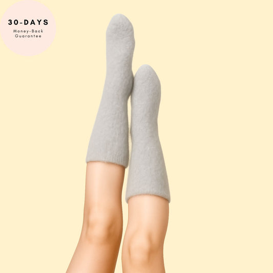 Lounge Luxe – Mid-Calf Fuzzy Socks (Cloud Gray)